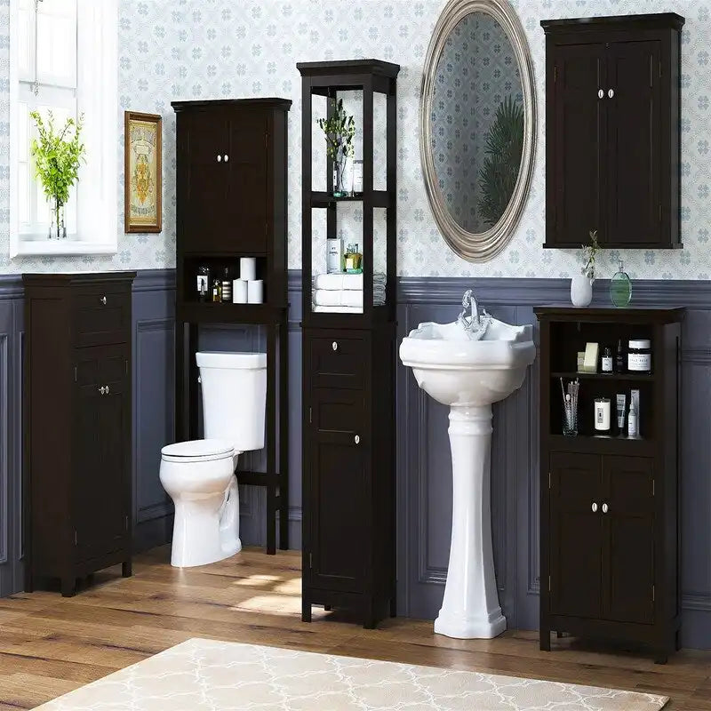 Freestanding Bathroom Cabinet with Doors and Adjustable Shelf - 11.81D x 23.62W x 37.2H