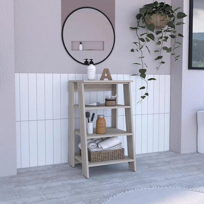 Four Shelves, Vertical, Light Oak / WhiteHigh quality and durable