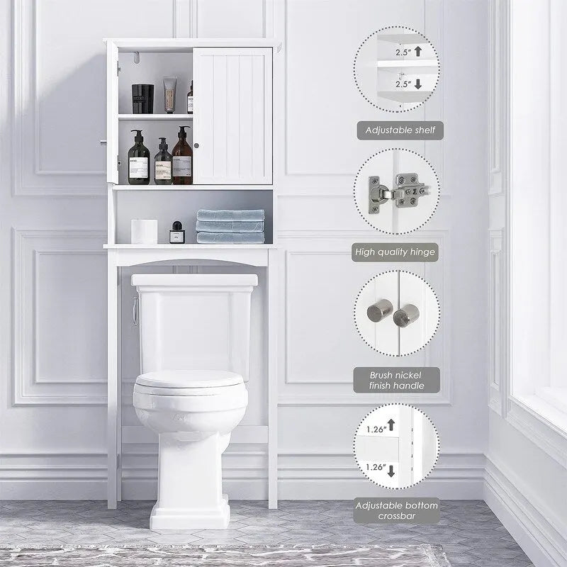 Over The Toilet Storage Cabinet - 9D x 24W x 62H
