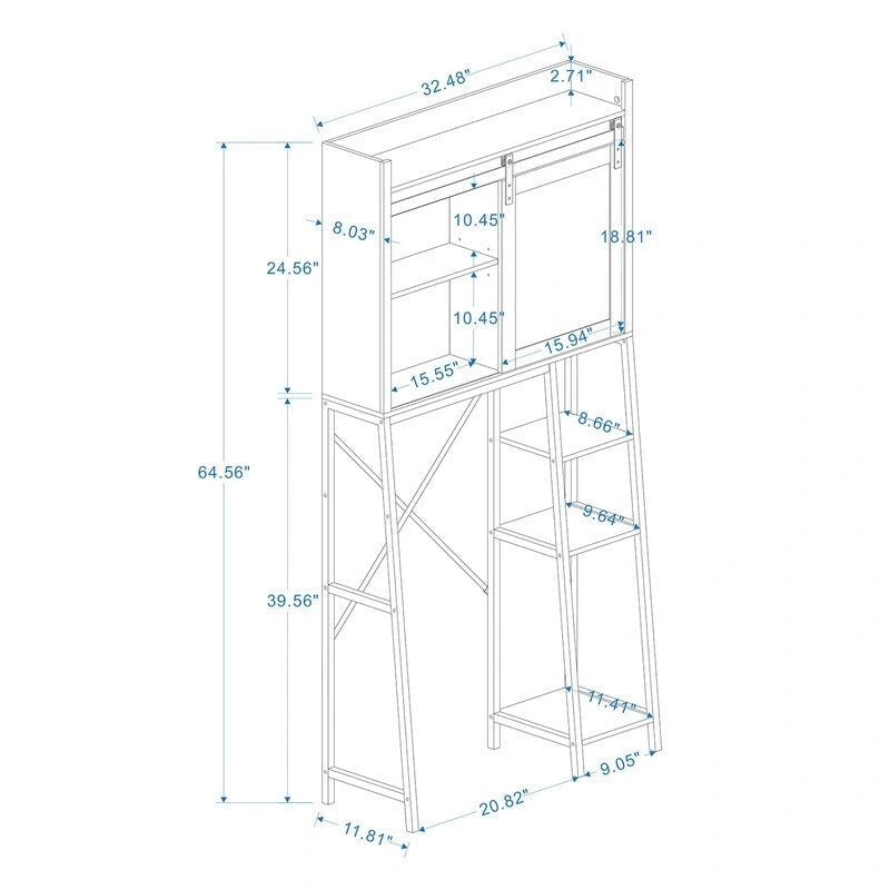 Over The Toilet Storage Cabinet, Bathroom Shelves Over Toilet with Sliding Barn Door