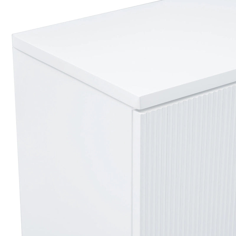 Vertical Stripes and Wavy Design of a Four-Door Cabinet