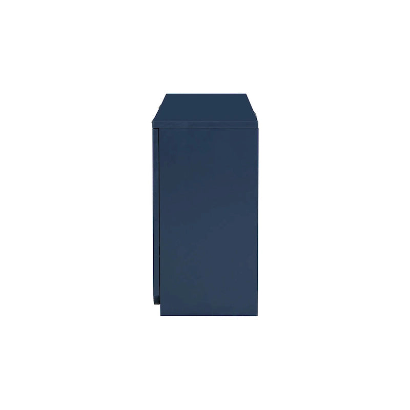 Vertical Stripes and Wavy Design of a Four-Door Cabinet