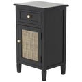 1 Drawer and 1 Door Room Cabinet with Rattan Front - Black - Roche River Decor