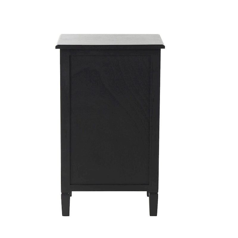 1 Drawer and 1 Door Room Cabinet with Rattan Front - Black - Roche River Decor